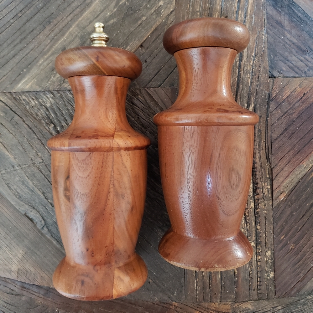 Wood salt and pepper shakers